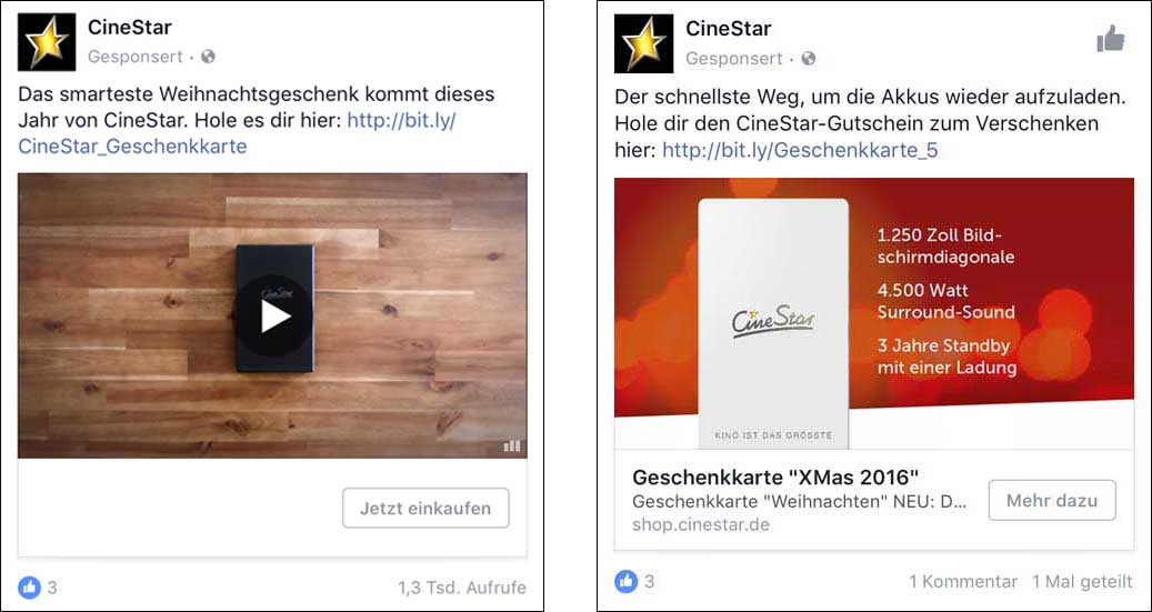 Cinestar Social Media Posts